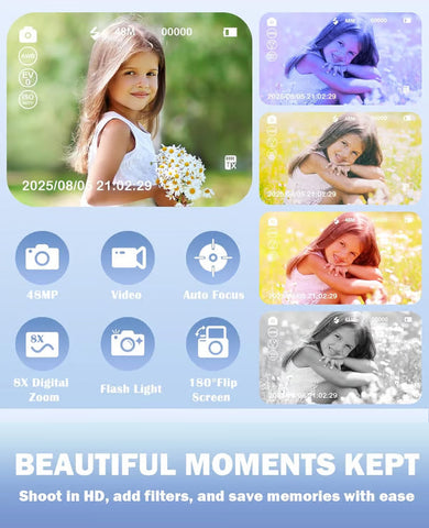 💥1080P HD 48MP Digital Point & Shoot Camera with 2.4 Inch HD Flip Screen💥