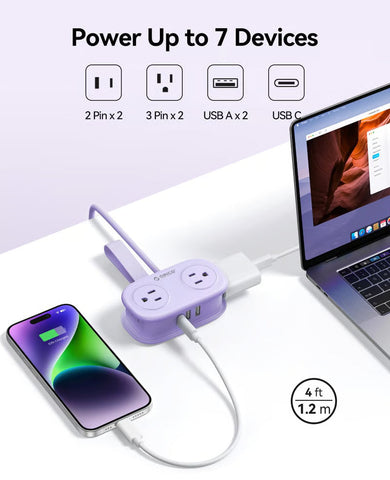 4FT Travel Power Strip with 4 AC Outlets