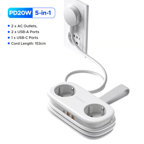 4FT Travel Power Strip with 4 AC Outlets